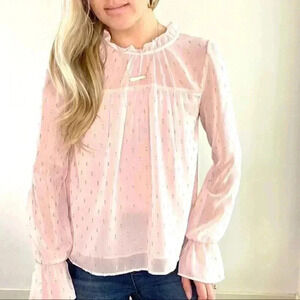 Sienna Sky | Pink & Metallic Gold Lightweight Blouse (S)